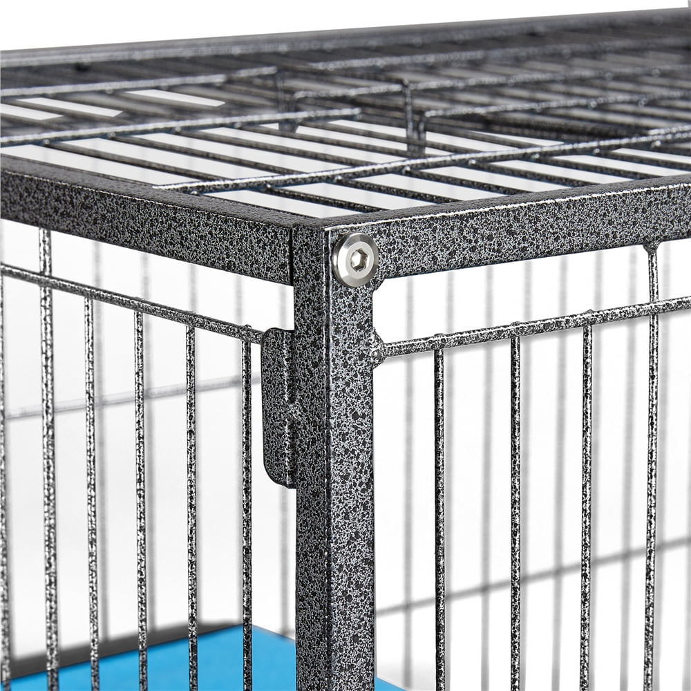 Renwick Rolling Metal Small Animal Cage with Removable Ramp and Platform, Hammered, Black