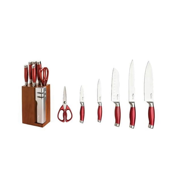 Culinary Edge 98830 NEW ENGLAND STAINLESS STEEL CUTLERY SET WITH DETACHABLE 2 STAGE KNIFE SHARPENER