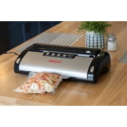 Nesco Vacuum Sealer Machine, Automatic Food Sealer With Accessory Port for Sealing Jars/Canisters, Built‑In Roll Storage & Cutter, Includes (2) 10 ft Rolls, For Pantry Storage & Preserving Leftovers