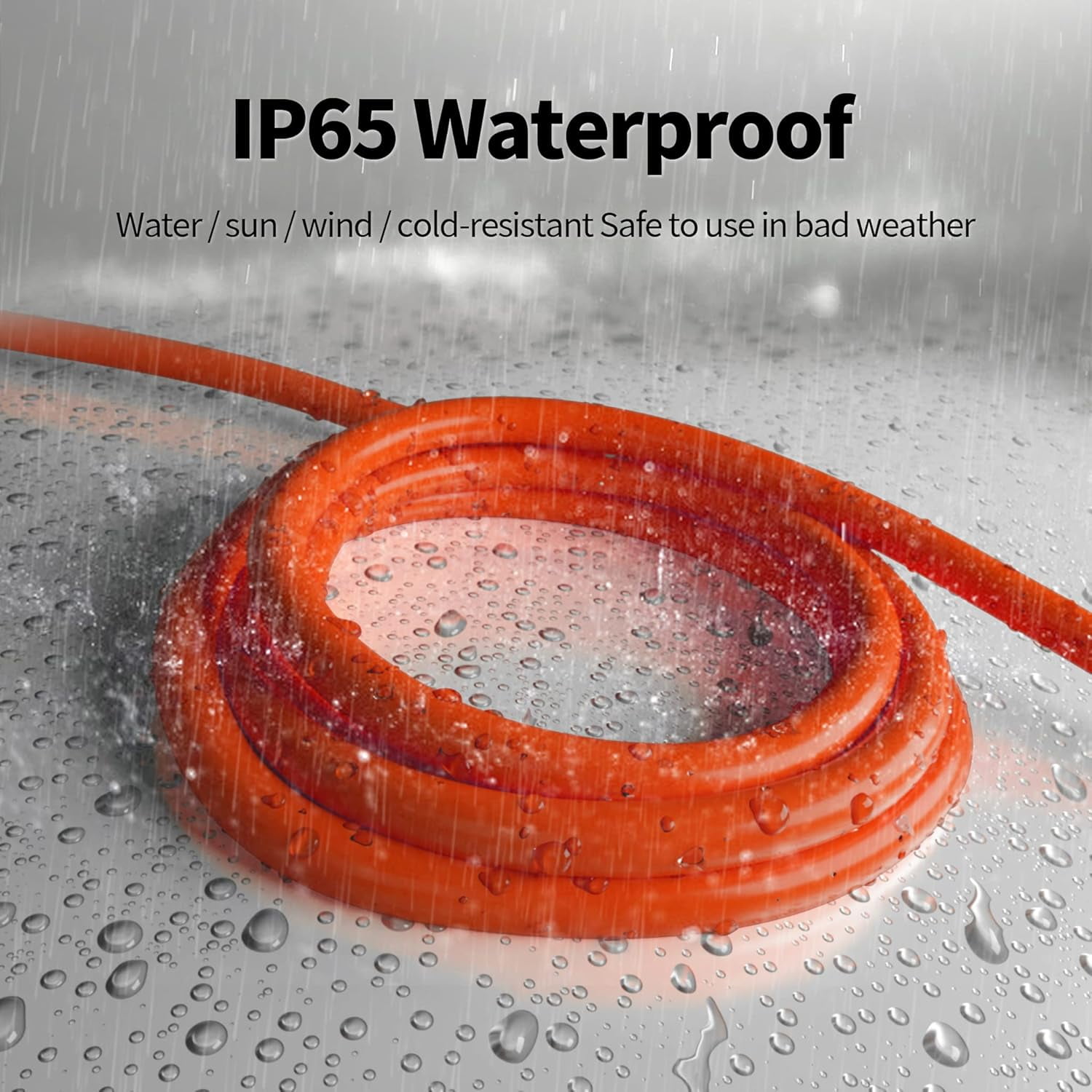 150 ft 12/3 Outdoor Extension Cord Waterproof Heavy Duty with Lighted Indicator End 12 Gauge 3 Prong, Flexible Cold-Resistant Long Power Cord Outside, 15Amp 1875W SJTW Orange ETL Listed