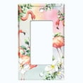 thumbnail image 5 of Metal Light Switch Plate Outlet Cover Tropical Pink Flamingo Flowers Rainbow FGO003, 5 of 13