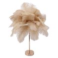 thumbnail image 2 of Lámpara de mesa decorativa con 30 plumas, recargable por USB, control táctil, color camello, 2 of 14