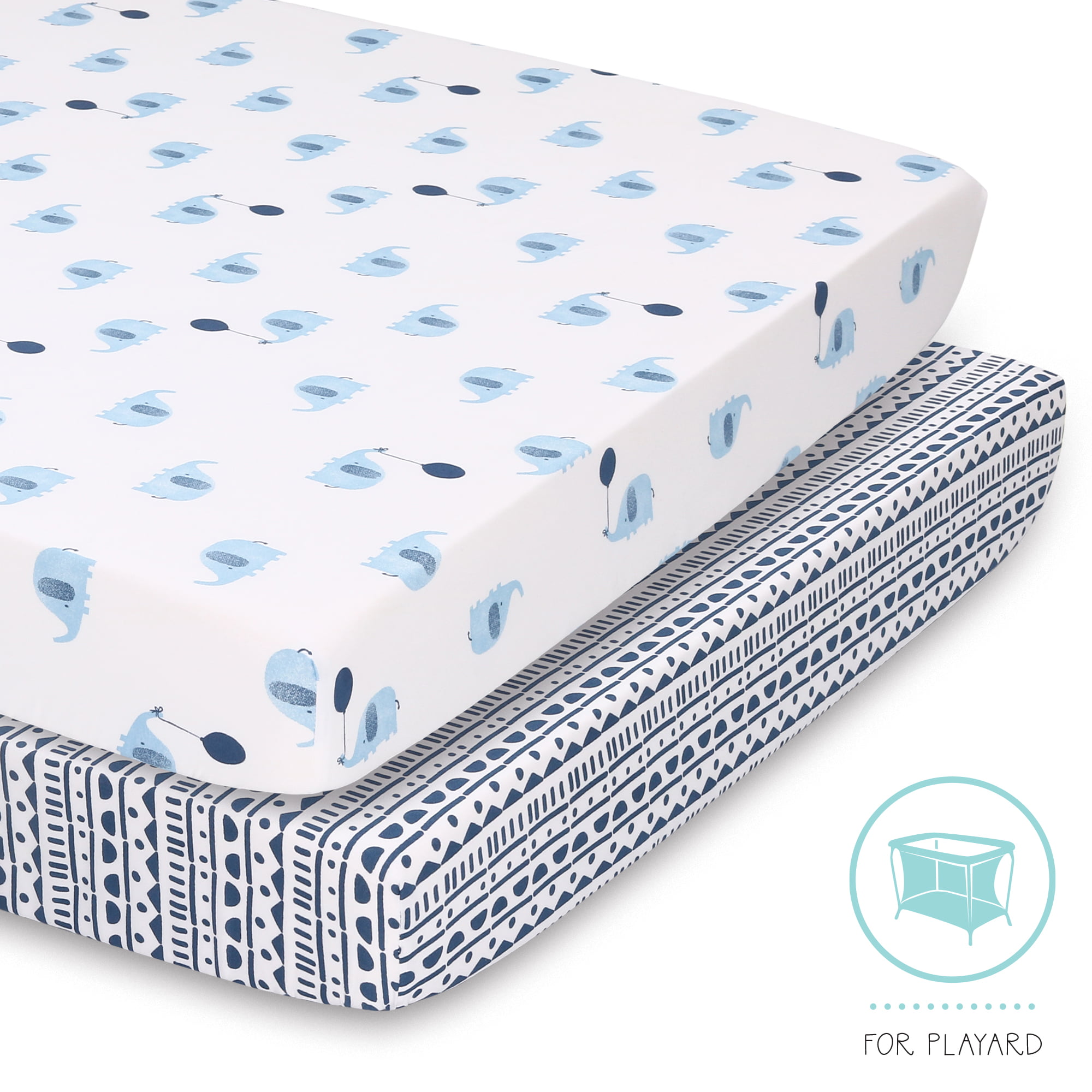 The Peanutshell Fitted Playard, Mini Crib, Pack n Play, or Portable Crib Fitted Sheets, 2 pack