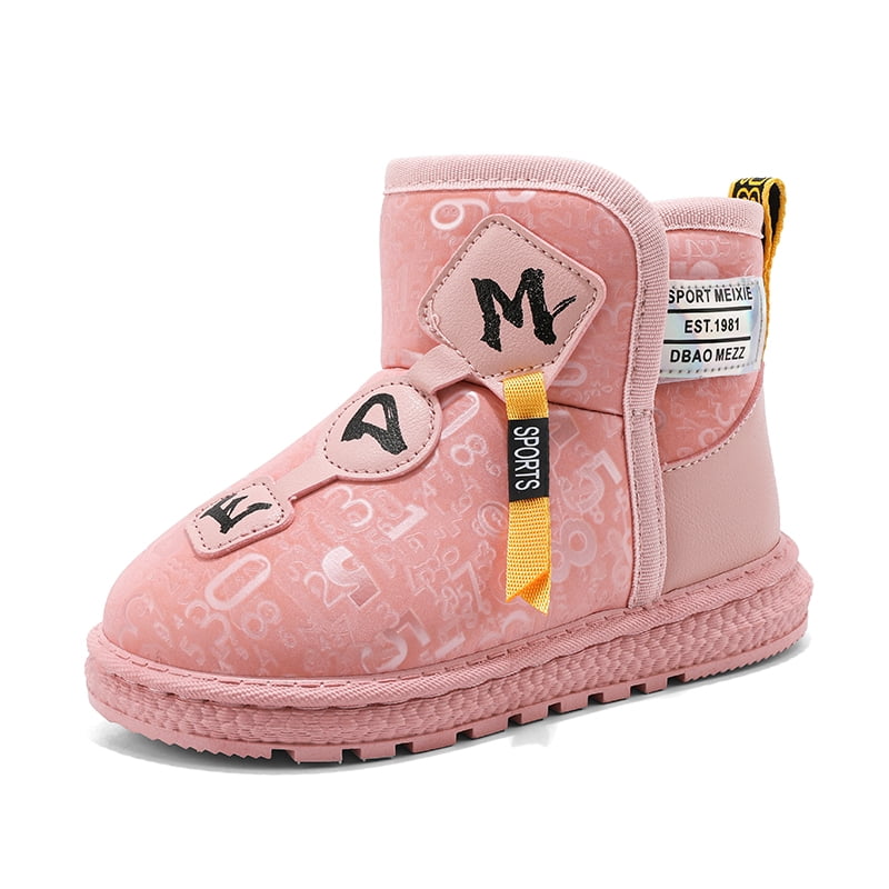 Snow Boots for Boys Girls Kids Furry Lining Keep Warm Ankle Booties