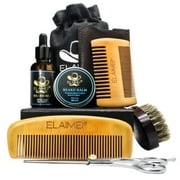 Men Beard Care Kits Beard Wax/Oil/Comb/Brush/Scissor Beard Styling Tools (6 Pcs/Set)