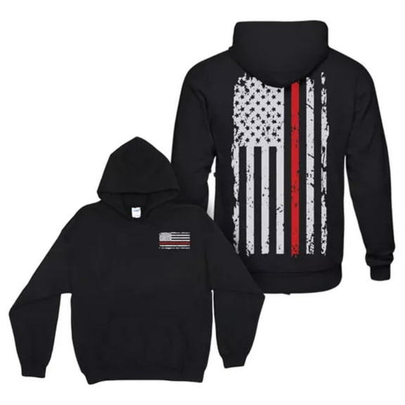 Pullover/Hooded Vintage Red Line Black - Medium