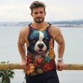 thumbnail image 6 of Lsque Cute Colorful Flower French Bulldog Pattern Mens Tank Tops Muscle Athletic Quick Dry Sleeveless Workout Fitness T Shirts Beach Tank Top, Loose-fit Sleeveless Shirt for Men-X-Large, 6 of 7