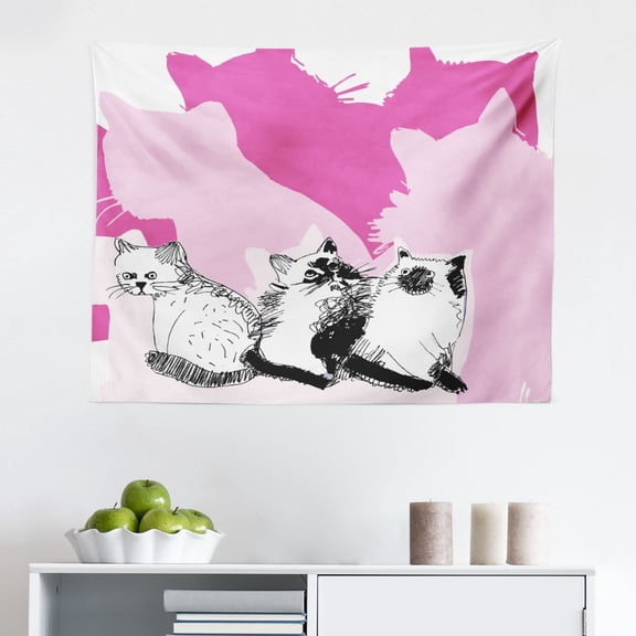 Fish Tapestry, Vintage Style Group of Various Different Fish Animals Seafood Theme Grunge Effect, Fabric Wall Hanging Decor for Bedroom Living Room Dorm, 2 Sizes, Multicolor, by Ambesonne