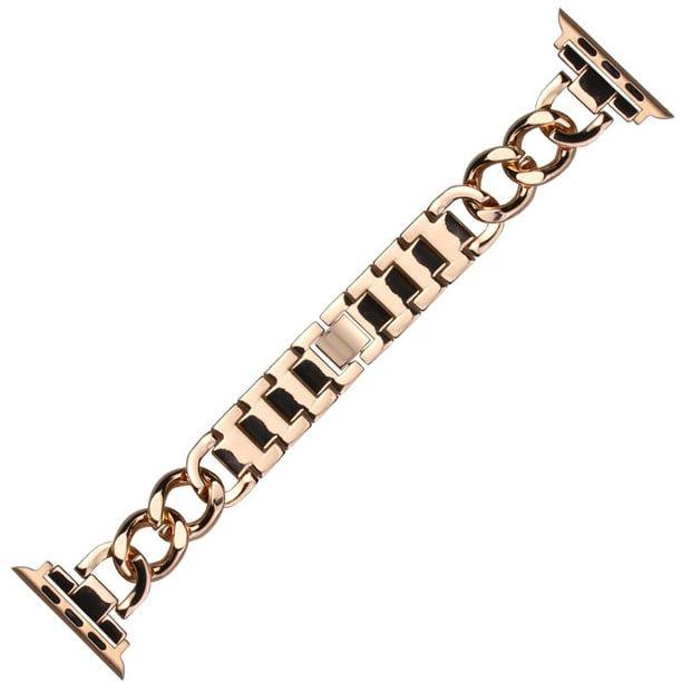 38/40/41mm Cool Women Chain Metal Smartwatch Bands Compatible for Bands Se Series 5 Series6 Man Durable Adjustable Watch Band Compatible for 7/ 6/5/4/3/2/1-Rose Gold