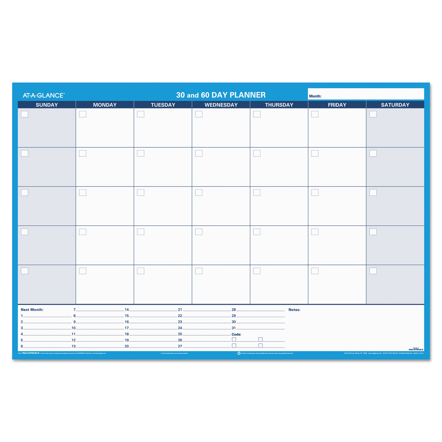 At-A-Glance, AAGPM23928, 90/120-Day Erasable Wall Planner, 1 Each, Blue - image 3 of 9