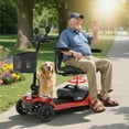 thumbnail image 3 of Yardmaster Mobility Scooter for Adults with LED Headlight, Front Bumper, 360° Swivel Adjustable Seat, USB Port, Anti-Tip Wheels, Detachable Battery & Non-Slip Foot Pad, Easy Assembly, Red, 3 of 7