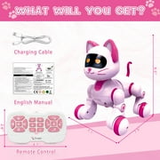 Remote Control Robot Cat, Intelligent Electronic Pet, Multi-Functional Programmable Singing and Dancing Toys, 8 Years and Up, Pink