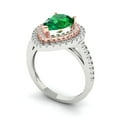 thumbnail image 2 of 2.48 ctw with Simulated Diamond Halo Accents Anniversary Ring for Women | Pear Cut Simulated Emerald | Hyperallergenic Solid 18K White/Rose Gold, 2 of 5