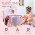 thumbnail image 4 of Qaba Kids Vanity Table & Chair Set with Drawer, Love Heart & Bow Patterns, 4 of 10