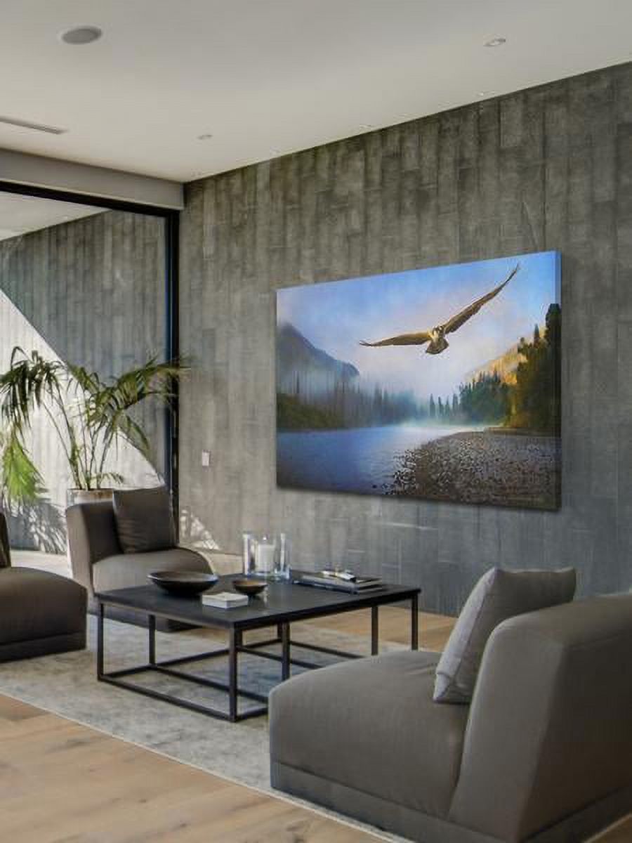 "Foggy River Osprey" Painting Print on Wrapped Canvas