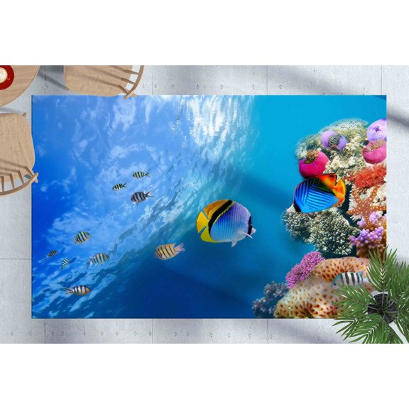 Animal Rug, Fish Rugs, Popular Rug, Entry Rug, Underwater Fish View Rugs, Blue Rugs, Cool Rug, Ocean Landscape Rug, Car Mat Rugs, 2'x3' - 60x90 cm