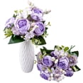 thumbnail image 4 of Artificial Peony Silk Flowers Fake Faux Peony Bouquets Flowers for Wedding Party Bridal Home Decoration Table Centerpieces (Purple, Bouquets), 4 of 5