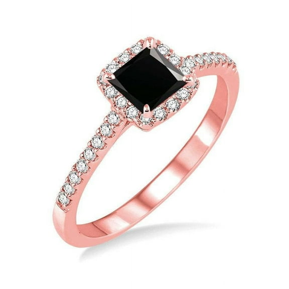 Perfect 1.50 Carat Princess cut Halo Diamond Engagement Ring for Women in 14k Rose Gold