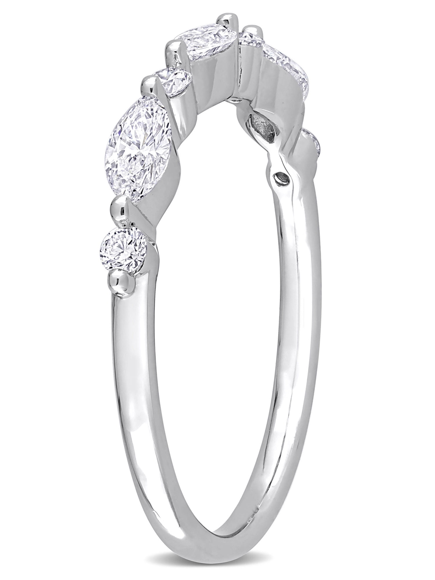Created Forever Women's 5/8 Carat T.G.W. Lab Created Diamond Platinum Plated Sterling Silver Semi-Eternity Ring