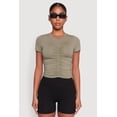 thumbnail image 2 of Women's Ruched Crew Neck Cropped Tee, 2 of 5