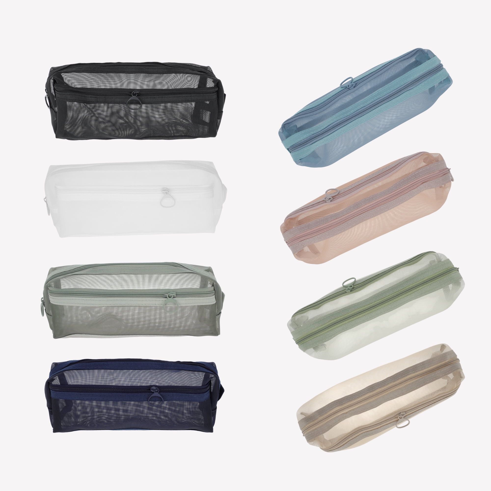 Unique Bargains Mesh Pen Bag, Zipper Mesh Pouch, Multifunctional Pencil Case Gray 8.66"x1.97"x2.76"