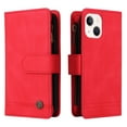 thumbnail image 5 of Mantto iPhone 13 Mini Cover, Wallet Card Slot Crossbody/Shoulder Strap + Wristlet Strap Magnetic Flip Premium PU Leather Zipper Pocket With Kickstand For Apple iPhone 13 Mini,
Red, 5 of 18