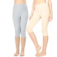 thumbnail image 1 of Women & Plus (S-3X) Essential Basic Cotton Spandex Stretch Below Knee Length Capri Leggings (Single & Multi Packs Available), 1 of 4