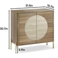 thumbnail image 2 of Sideboard Buffet Cabinet with Storage, Mid-Century Modern Kitchen Storage Cabinet with Adjustable Shelf and Circular Inlay Doors, Wooden Cupboard for Kitchen, Entryway, 2 of 12