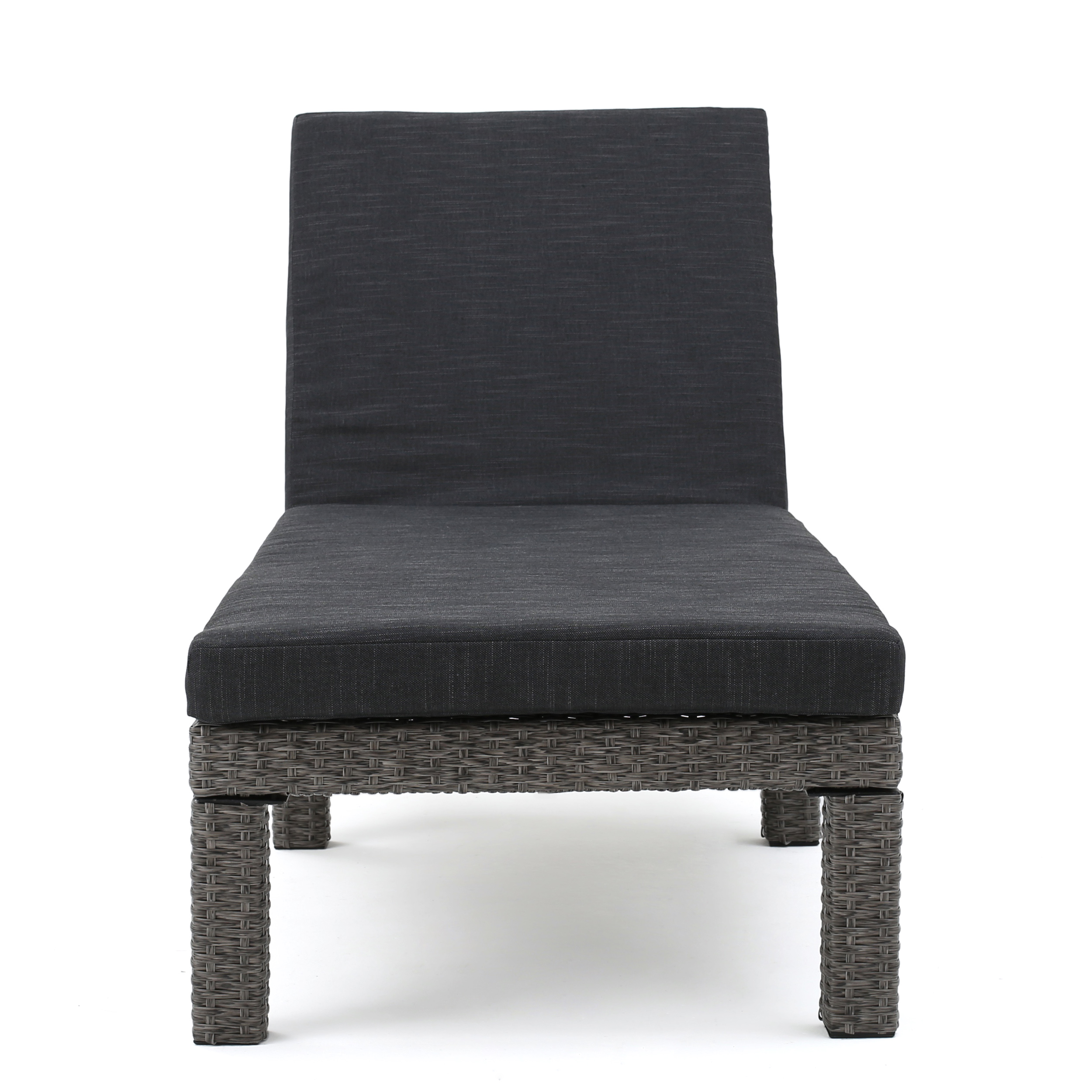 Outdoor Frame Chaise Lounge with Cushion for Patio Poolside, Black