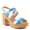 BLUE MULTI, variant on Women's TALHA Leather Buckle Sandals – Italian Craftsmanship, Metallic Double-Strap Design, Faux Cork Heel, 3.25-Inch Height