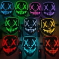 thumbnail image 4 of Máscara luminosa de vendetta con palabra V negra para Halloween, máscara de luz fría hecha a mano con paso de fantasma para baile, 4 of 5