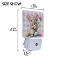 thumbnail image 4 of Purple Plaids Easter Rabbit with Eggs Flowers LED Night Light Sensor Lamp Plug-in Adjustable Brightness 2 Pack, 4 of 7