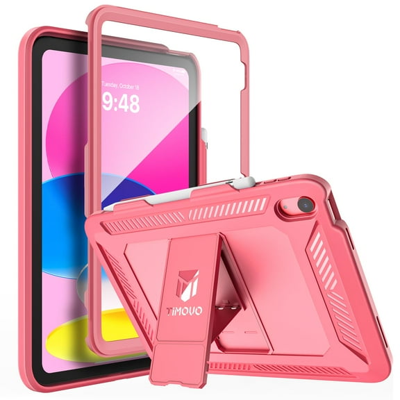 TiMOVO Case for iPad (A16) 11th Generation 11 Inch 2025, iPad 10th Generation Case 2022 with Screen Protector, Heavy Duty Shockproof Rugged Protective Cover,Watermelon Pink