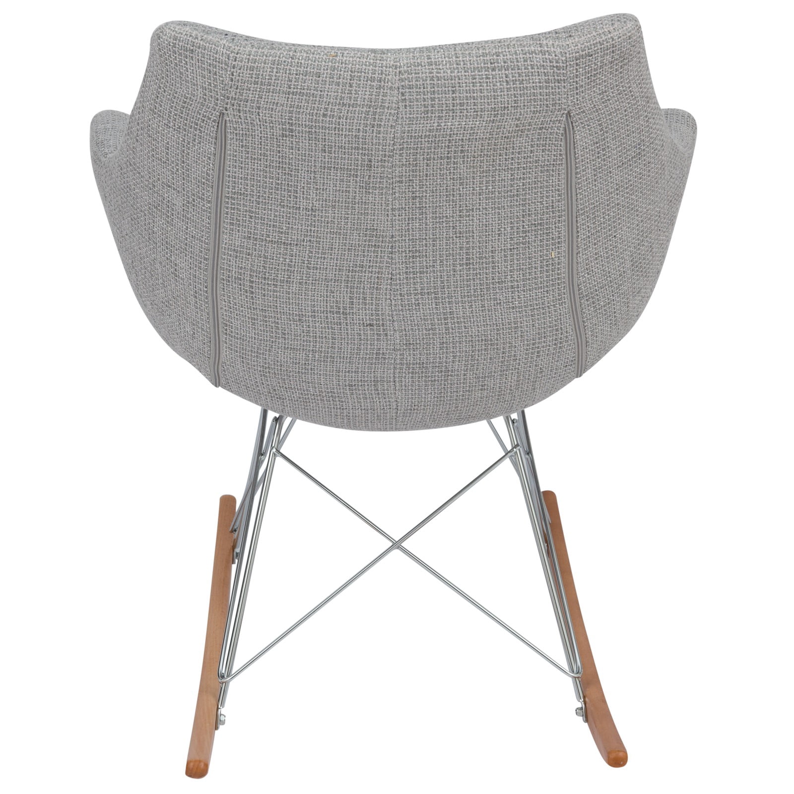 Modern Upholstered Rocking Chair – Small Accent Chair for Nursery, Kids, or Living Room | Nursing Chair with Curved Back & Wood Rocker Legs, Grey