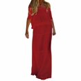 thumbnail image 1 of WTXUE Robes d'Été pour Femmes 2024, Robe d'Été pour Dames Couleur Unie Couleur Unie à une Épaule Taille Élastique à Manches Courtes, Robe Grande Taille, Robes Rouges pour Femmes, Rouge 3TG, 1 of 5