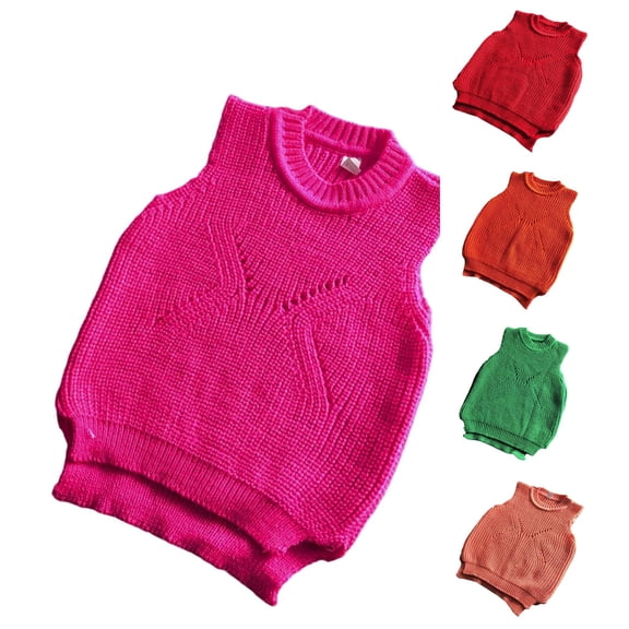 LIIPEE Solid Color Knit Sweater Vest For Girls Sleeveless Cute Warm Sweaters Kids Autumn Winter Cozy Soft Everyday Casual Pullover,2-3 Years