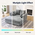 thumbnail image 6 of Ktaxon Jacquard Plush Fabric Chaise Lounge, Sofa Bed with Acrylic Legs, Floating Sleeper with Pillow Armrest, 2-Person Seating for Living Room & Game Room Blue-Gray, 6 of 9
