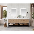 thumbnail image 3 of Vinnova Alistair 84" White Stone Top Oak Double Vanity Black Frame w/o Mirror, 3 of 17