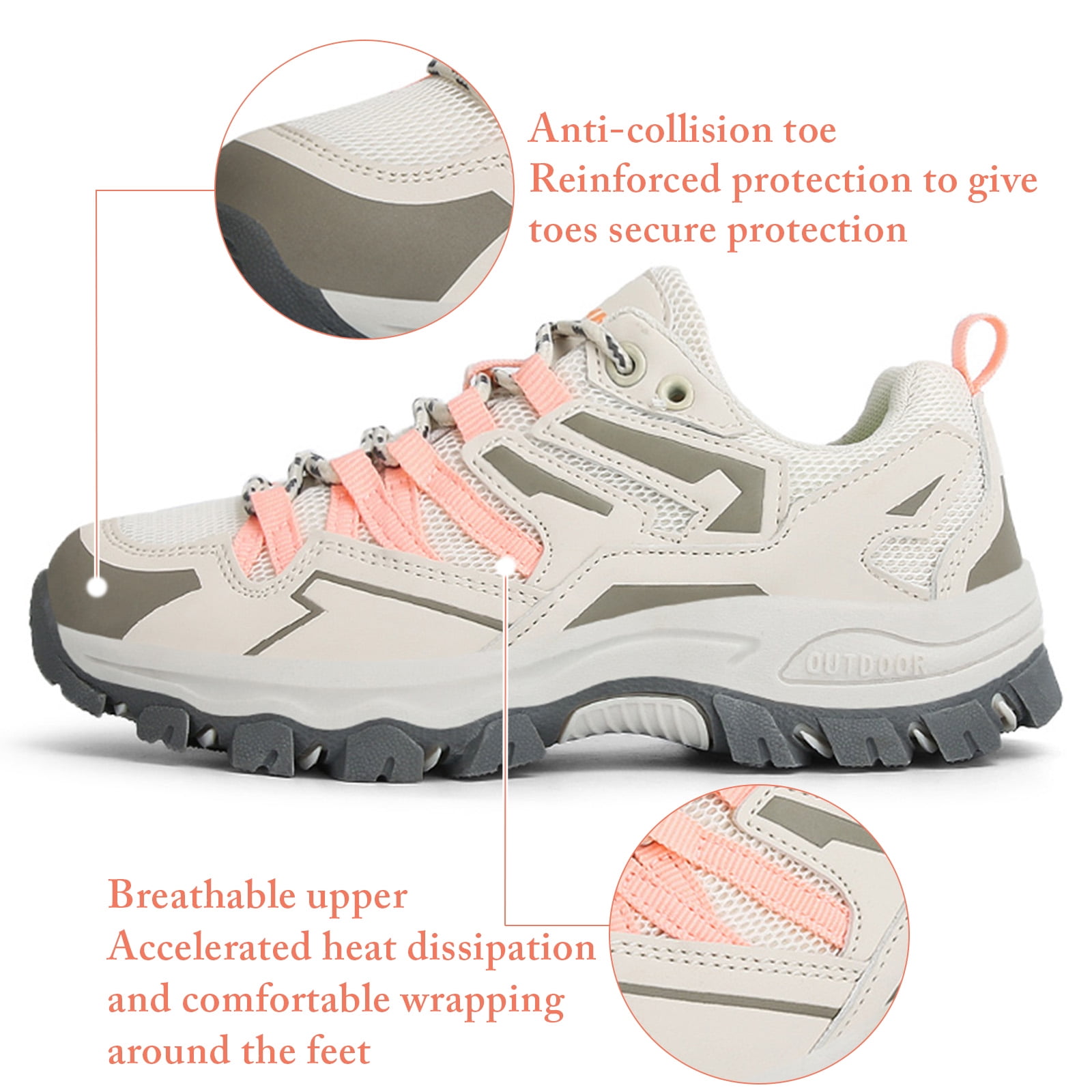 Men's Waterproof Hiking Shoes Lightweight Breathable Walking Shoes for Women Anti Slip Outdoor Trekking Trails Camping Shoes