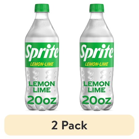(2 pack) Sprite Lemon-Lime Caffeine Free Soda Pop Bottle, 20 fl oz