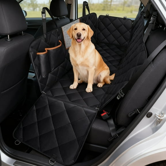 PUCACHI Full Coverage Pet Car Seat Cover, Hammock Style 100% Waterproof Dog Seat Cover for Cars, Large Size with Seat Belt Openings, Universal Fit