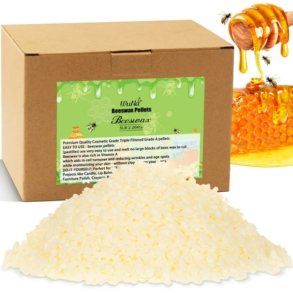 5LB white beeswax granules, food grade beeswax, triple filtered beeswax granules, perfect for DIY projects, soap making supplies, for candle making, can be used as gifts