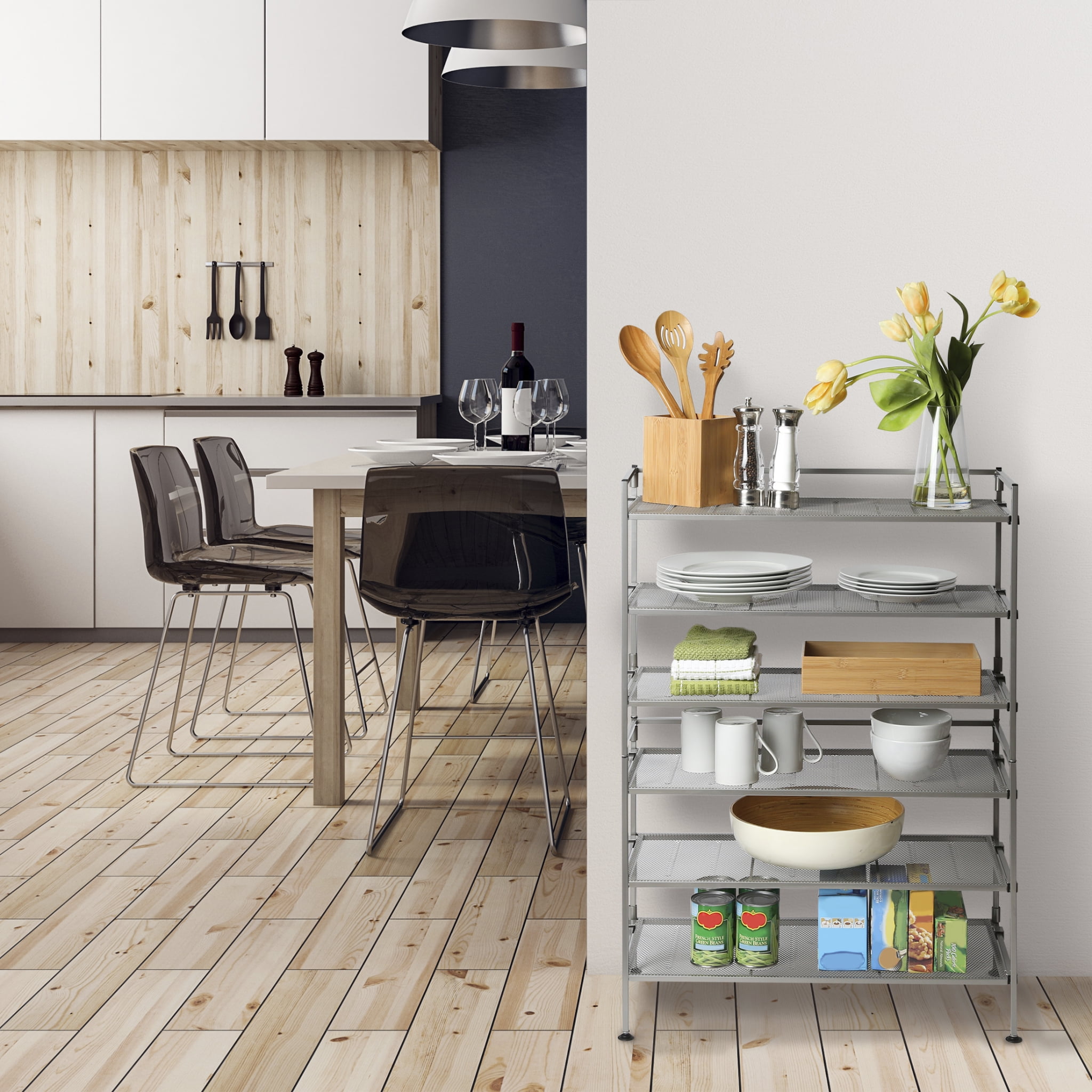 3-Tier Iron Mesh Utility Shoe Rack, Satin Pewter by Seville Classics