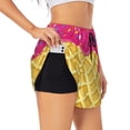 thumbnail image 3 of Lsque Red Ice Cream Printed Women's Running Shorts with Liner Pockets,Elastic Quick Dry Workout Athletic Gym Yoga Shorts,Womens High Waist Shorts-Large, 3 of 9
