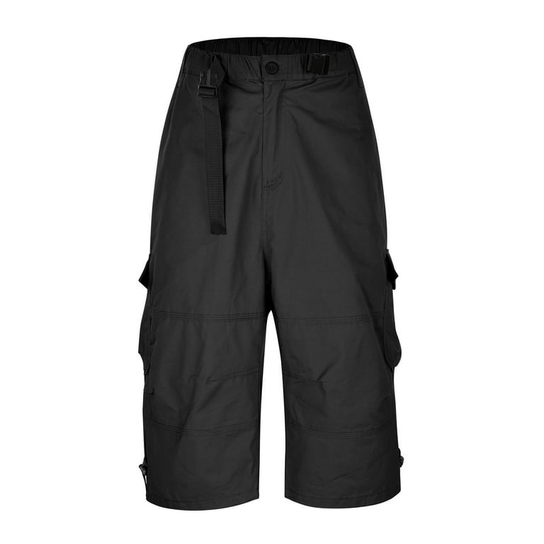Black Mens Workout Shorts Outdoor Casual Elastic Waist Relaxed Fit Cotton  Lightweight Quick Drys Fishing Hiking Work Shorts Cargo Shorts Men's Pants