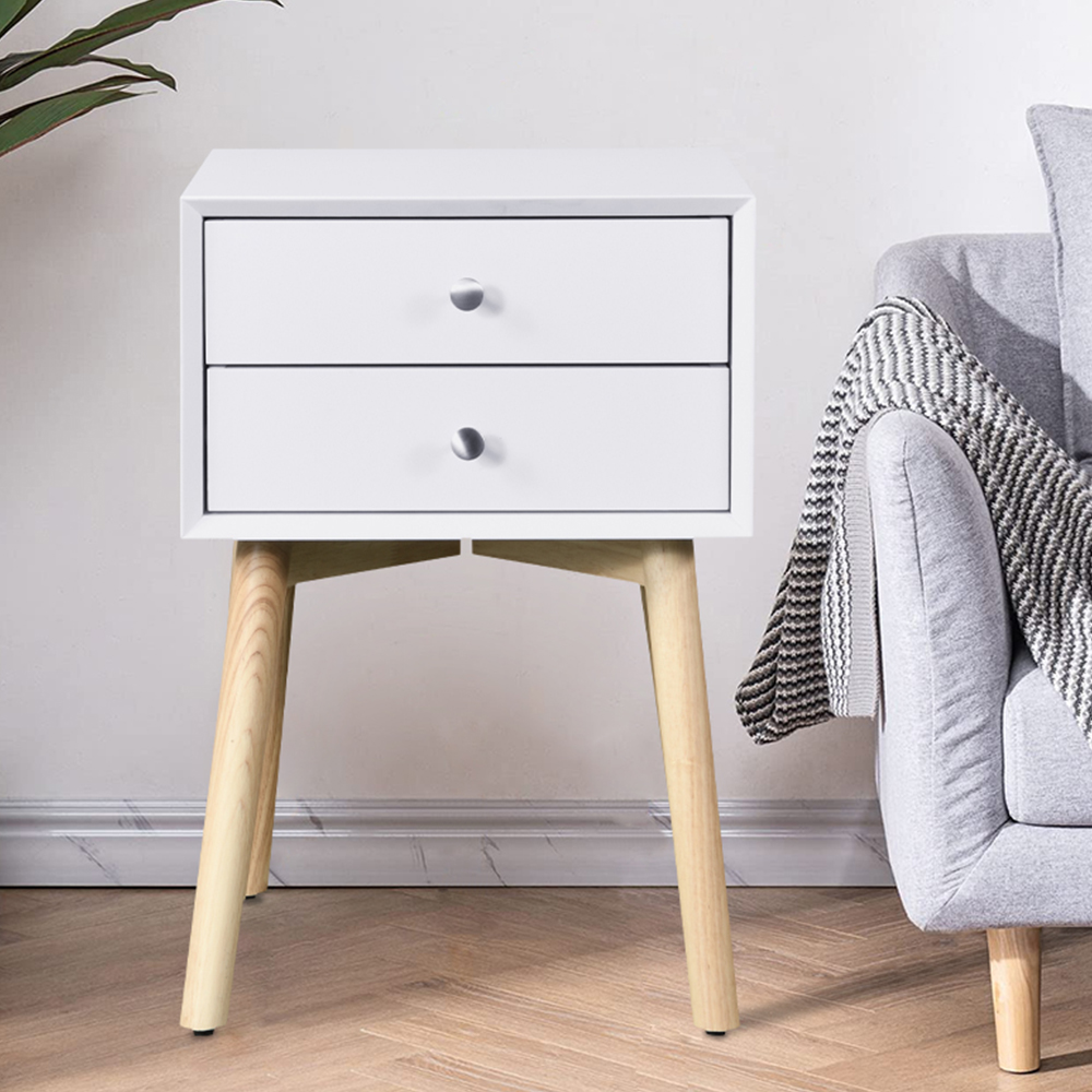 KAMIDA Small Side Table with Drawers, Modern Wooden End Table