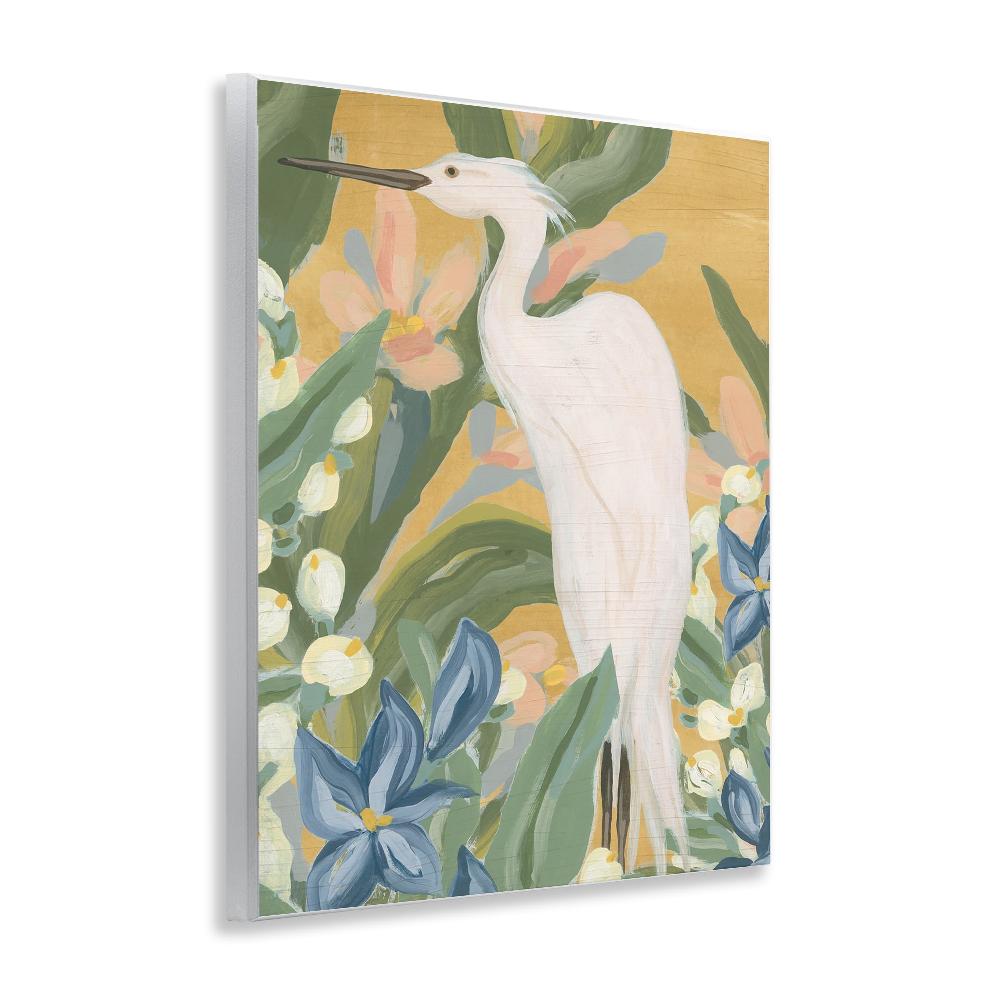 Stupell Industries Tropical Egret Painting Animals & Insects Painting Unframed Art Print Wall Art, 11 x 14