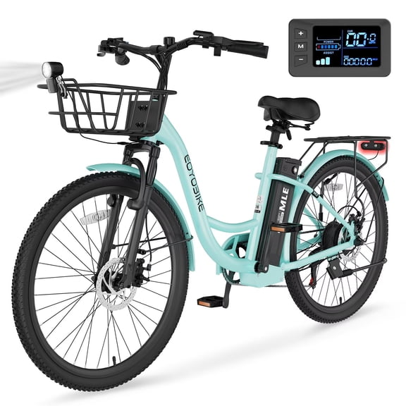 Lilypelle Electric Bike for Unisex Adults,24/26" 7-Speed Step Thru Electric Bicycle ,36V,20MPH