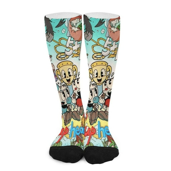 Cuphead Stocking Long Socks Breathable Knee High Thigh Stockings High Socks Sport Socks for Mens Womens