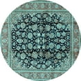 thumbnail image 1 of Ahgly Company Indoor Round Persian Light Blue Traditional Area Rugs, 4' Round, 1 of 4